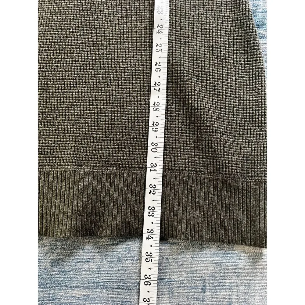 A New Day Olive Green Waffle Knit Long Sleeve Crew Neck Sweater Dress L - Picture 7 of 7